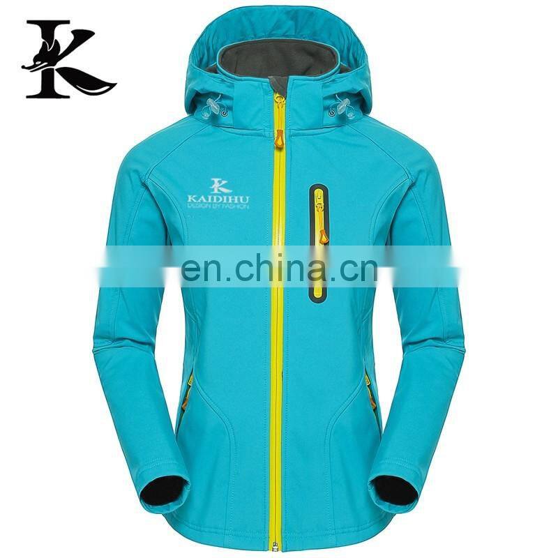 Womens high quality cheap windbreaker waterproof softshell jacket