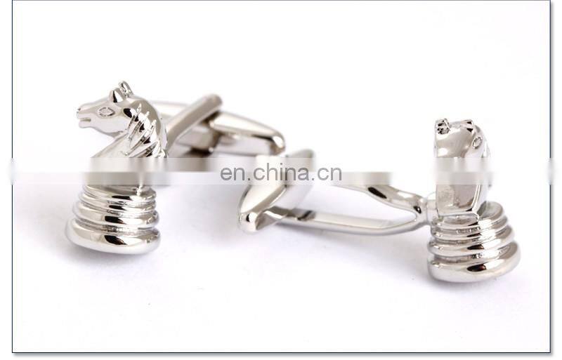 International Chess Pieces Knight Horse Men Shirt Silver Cufflink Brand