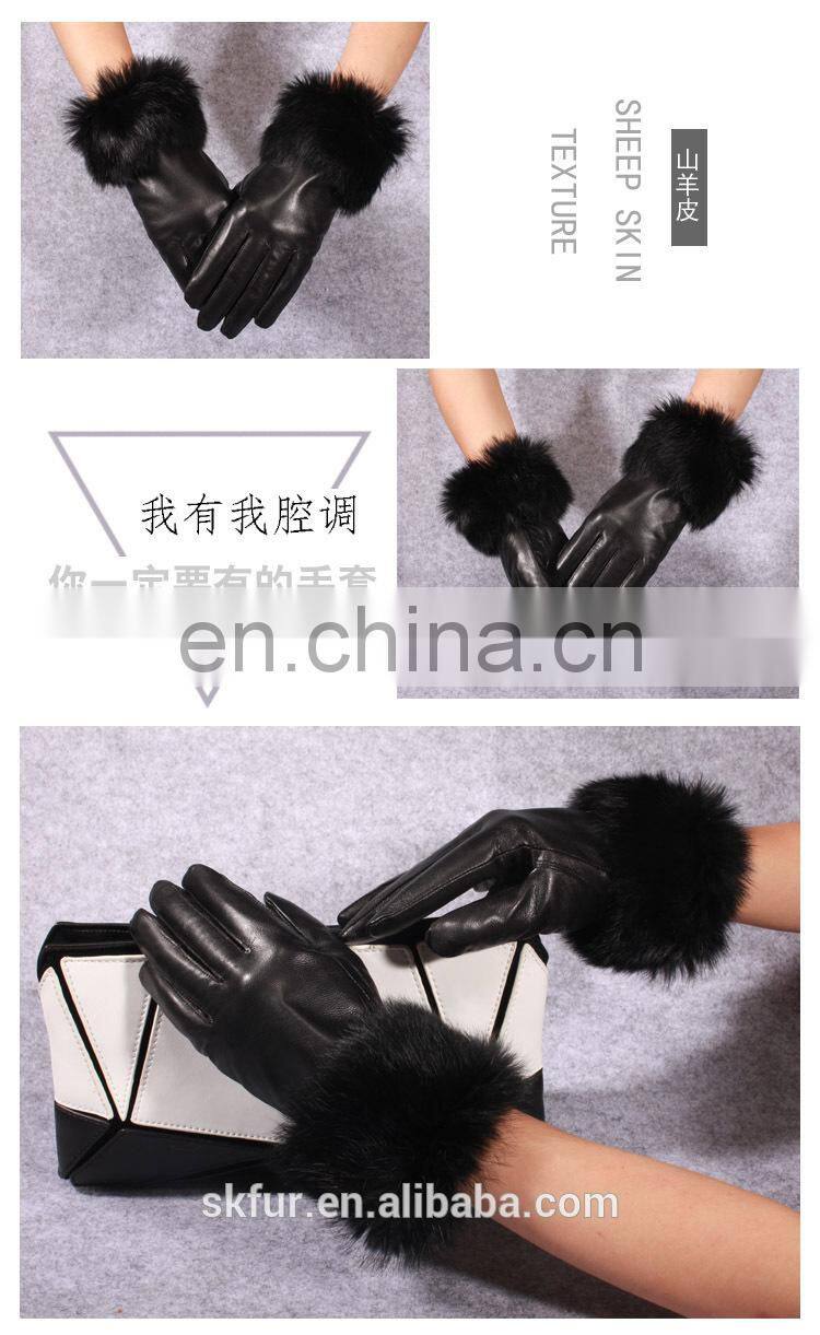 China factory wholesale winter warm real sheepskin soft leather work glove for lady