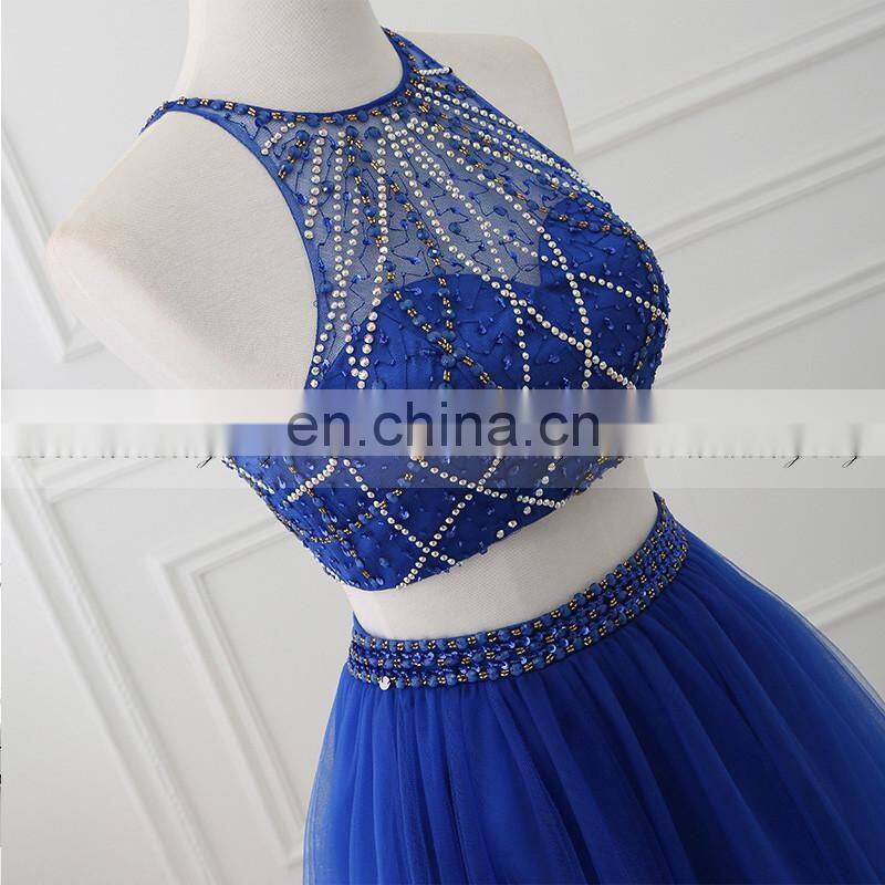 Wholesale Two-Piece Royal Blue Tulle Short Cocktail Dress Cocktail Dresses LX337
