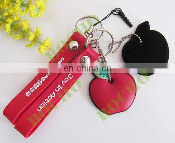PVC mobile phone straps with screen cleaner
