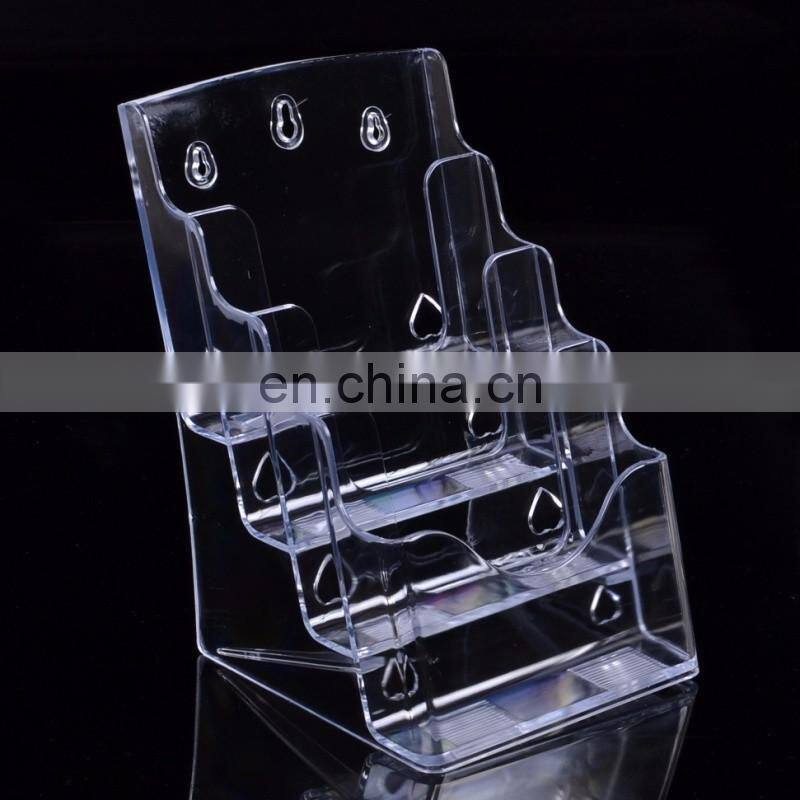 Custom 4 tiers wall mounted and tabletop clear acrylic brochure magazine holder