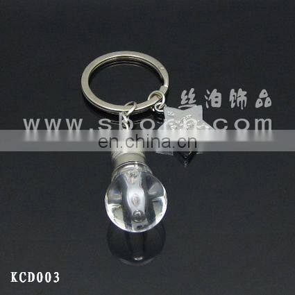 Printed custom logo mini LED flash light bulb keychain