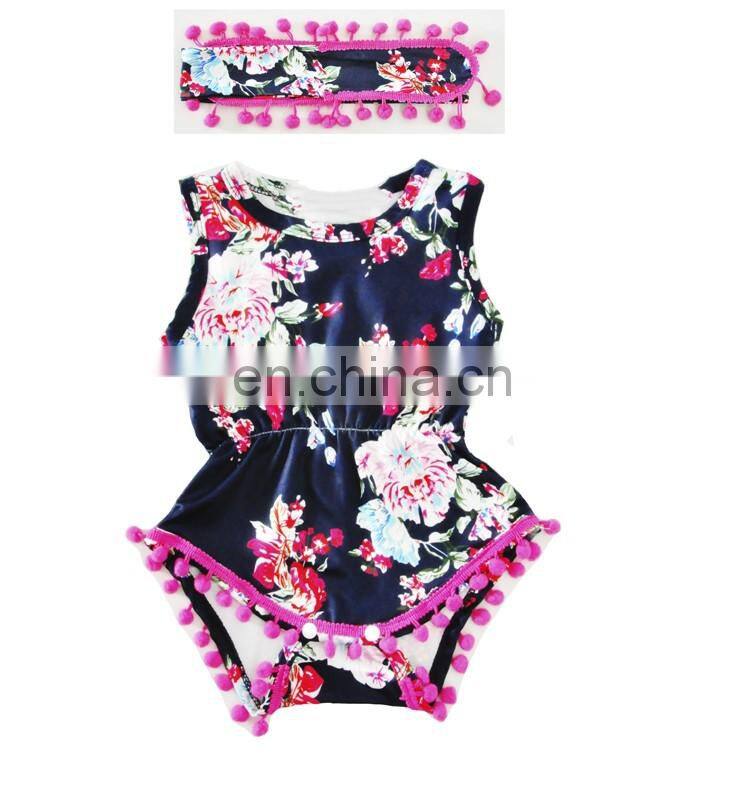 Fashion Flower Printed Colorful Baby Clothes Sleeveless Summer Baby Girl Romper