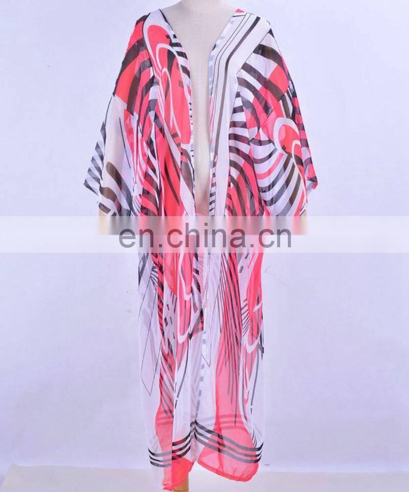 Zebra Beach Kimono Cardigan Summer Chiffon Beach Dress Cape Bikini Cover Up Casual Long Holiday Beachwear