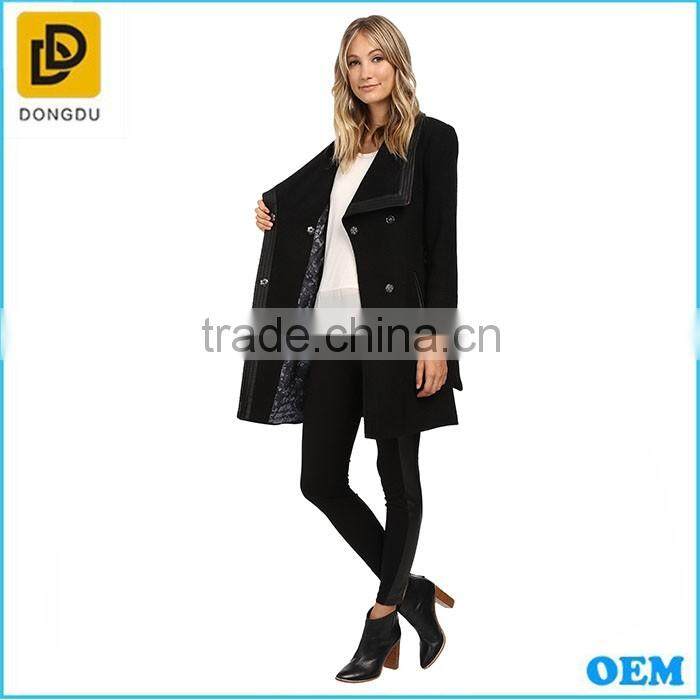 2016 leather collar black wrap wool coats wholesale