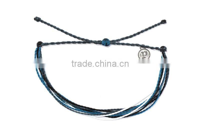 2015 fashion rainbow color wax cord nylon string bracelet for friendship