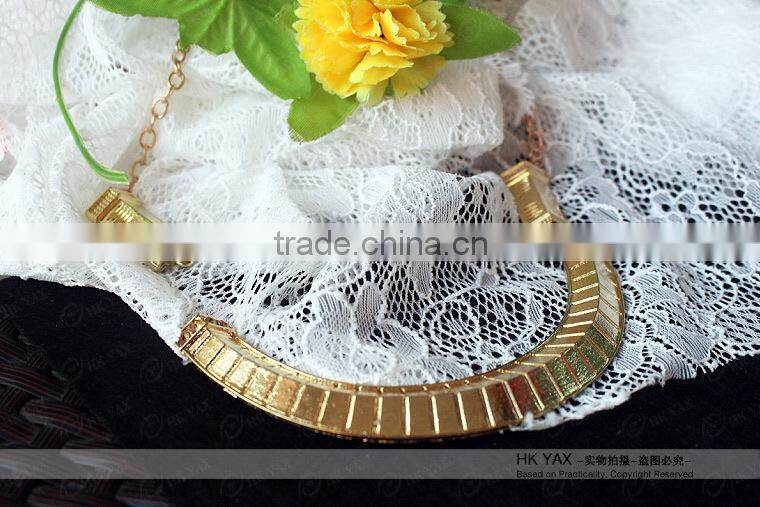 0620L Gold metal crystal chunky choker jewellery,chunky choker jewellery,crystal chunky choker jewellery