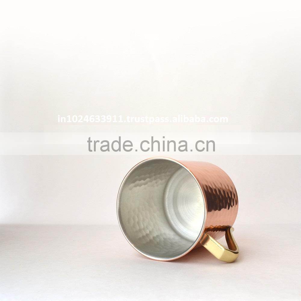 Shiny Finish Copper Beer Mug With Beautiful Brass Handle