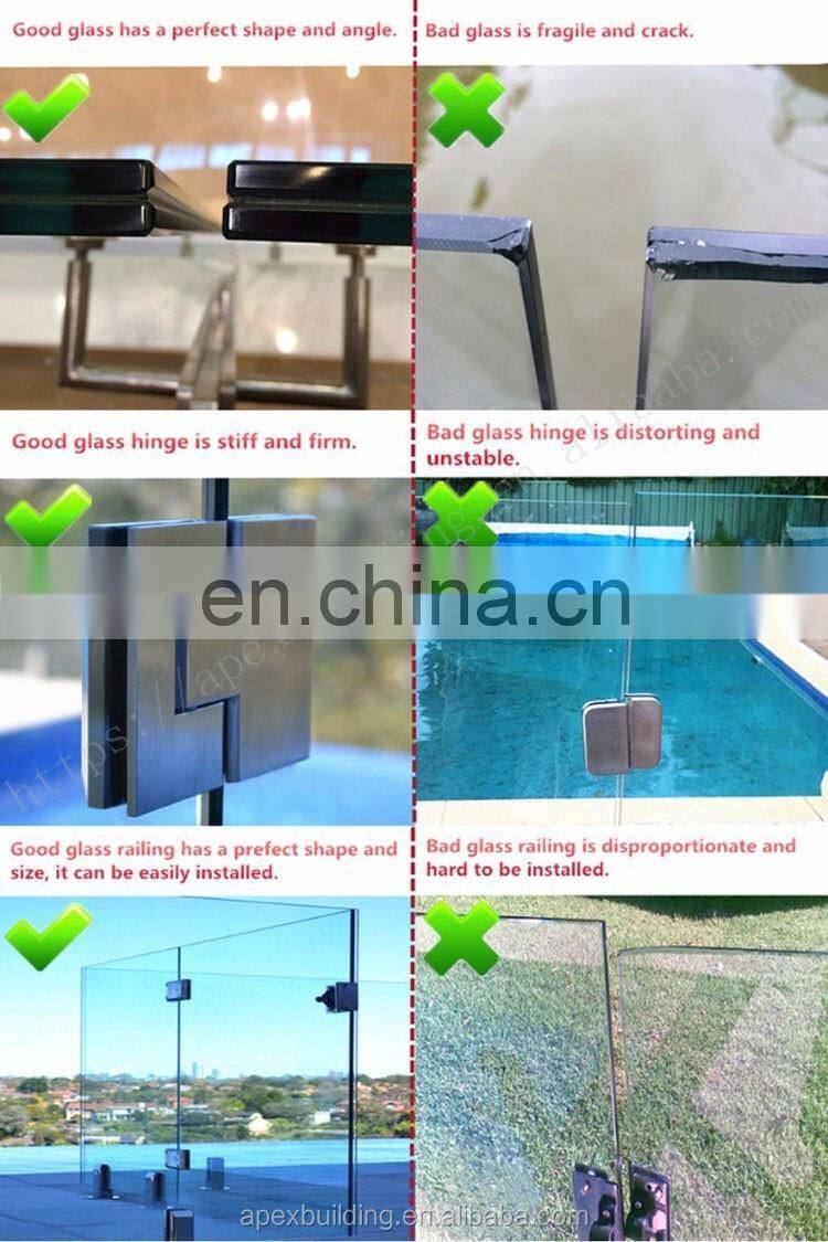 Modern new design stainless steel handrail stair balcony tempered glass glass railing