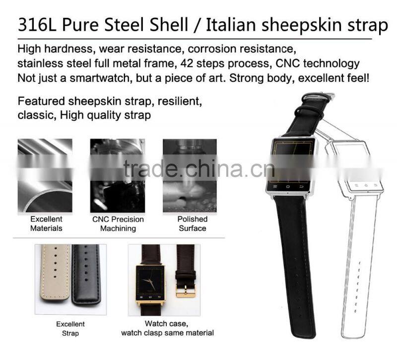 New arrival android smart watch 2016 GPS smart watch D6 android 5.1 mtk680 quad core wifi 3G smartwatch d6.