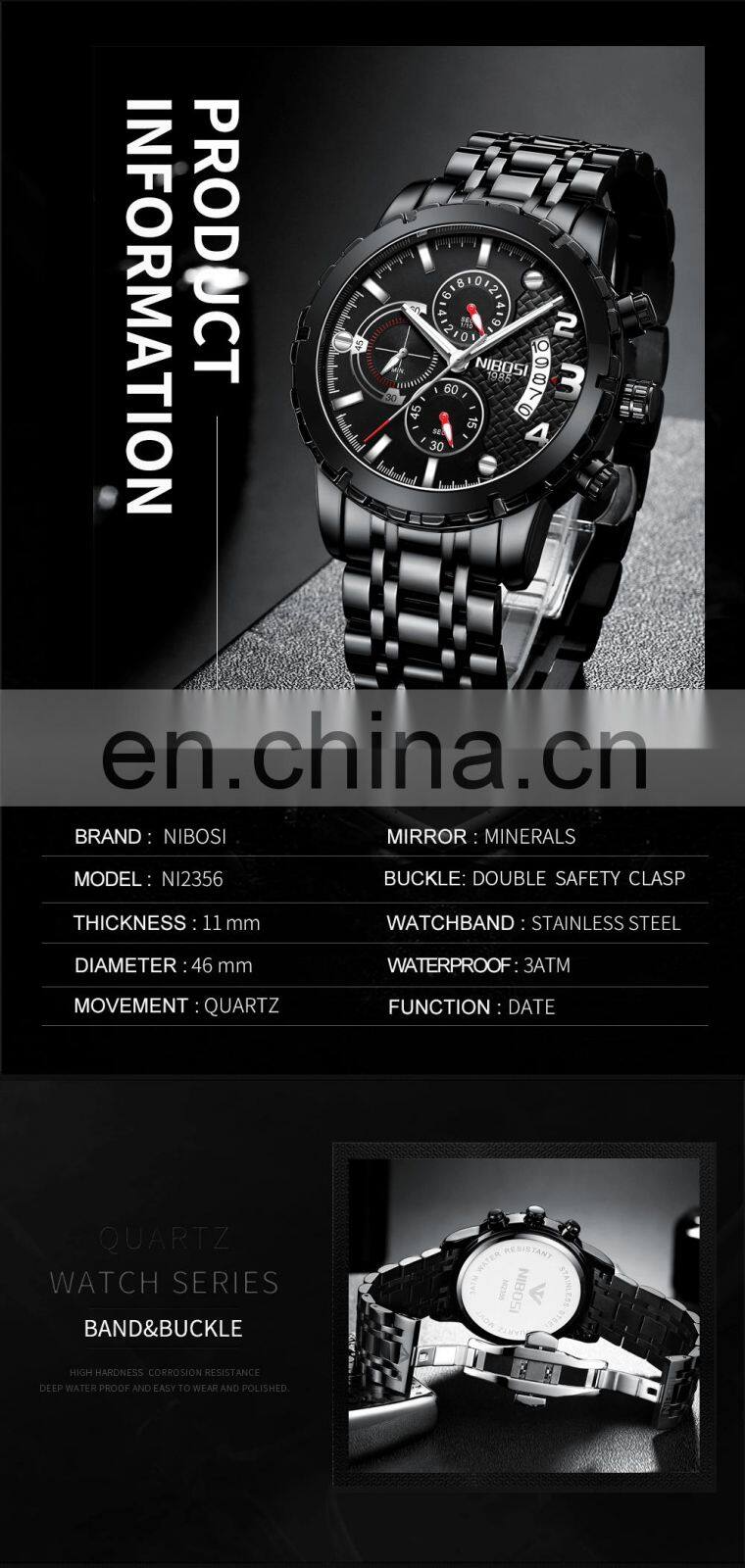 NIBOSI Reloj Hombre 2020 Mens Watches Top Brand Luxury Chronograph Sport Watch Men Waterproof Military Clock Relogio Masculino