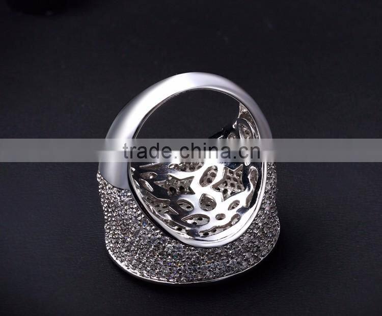 Round Shape CZ Micro Pave Setting Wedding for Bride Very Big Deluxe Statement Ring