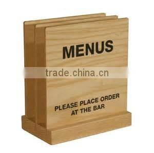 Hot Sale Restaurant Wooden Menu Holder Power Bank Wholesale Table Stand Drink Menu Card Holder
