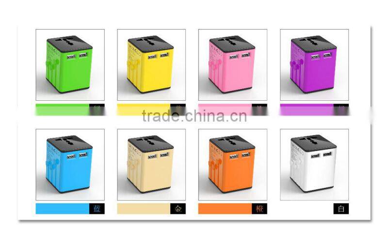Output 5V 2.1A World Travel Universal Plug Power Outlet Adapter Dual USB Charger AU/US/UK/EU