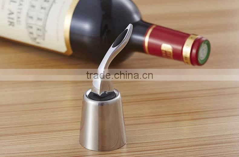 Stainless steel vacuum extraction fresh red wine cork stopper silicone wine bottler stopper with handle champine stopper