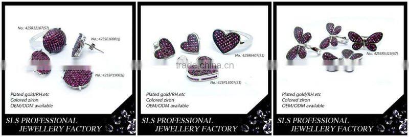 Popular designs of emerald ruby bridal jewelry set for women zircon luxury jewelry set