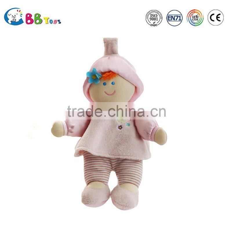 2015 china factory made good quanlity toy cute and novelty pink plush soft dolls toys for baby