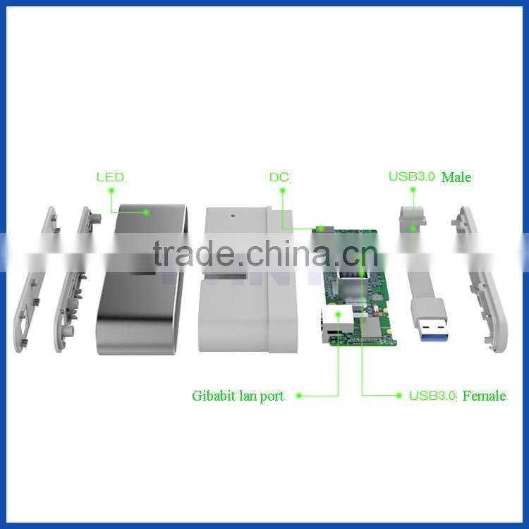 USB 3.0 to 3 ports USB 3.0 hub with RJ45 10/100/1000Mbps Gigabit lan adapter