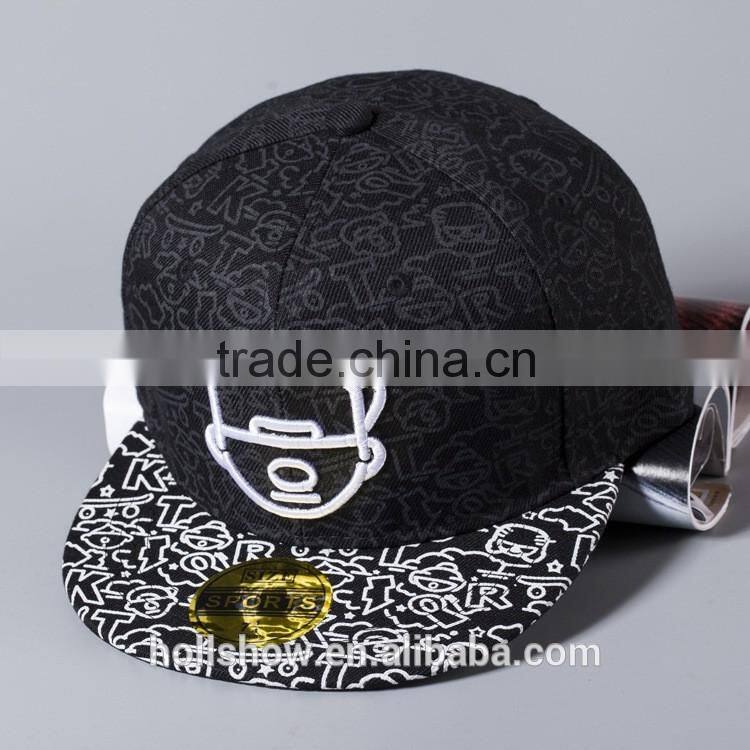 Carton Head Embroidery Adult Lovers Flat Sport Caps Custom Snapback