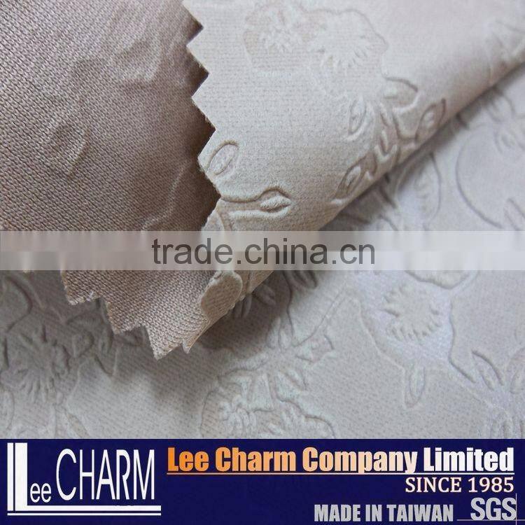 100% Polyester Flower Patten Synthetic Leather Fabric