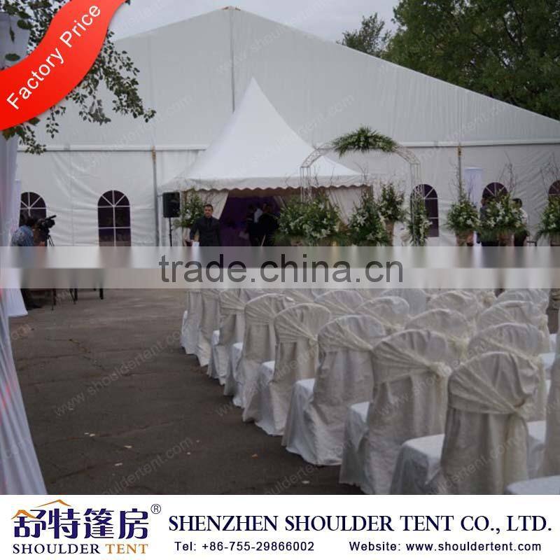 White marquee luxury decorated wedding tent