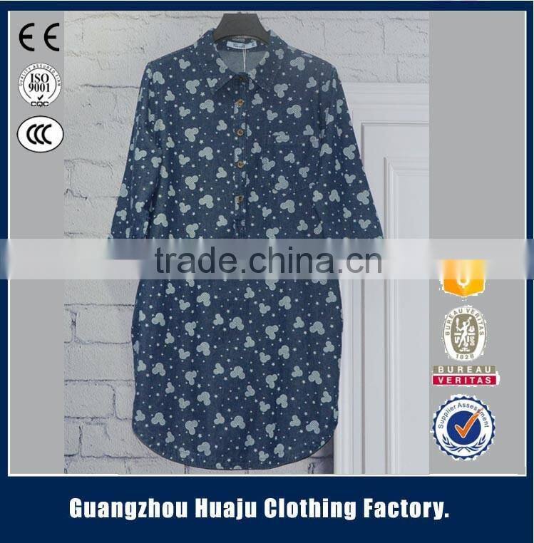Guangzhou Newest Garment Factory Wholesale Women denim shirt Plain Loose Top