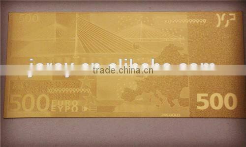Gold plated banknotes gold 24k gold embossing Euro / US banknotes