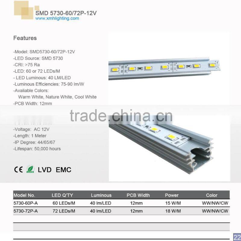 DC12V 24V SMD 5050 5630 12mm width Aluminum profile led rigid strip
