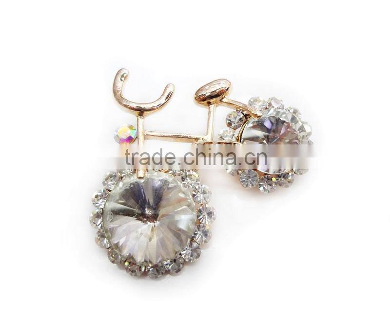 Bicycle Design Decorated Big Glass Stones Hair Pin For Girls