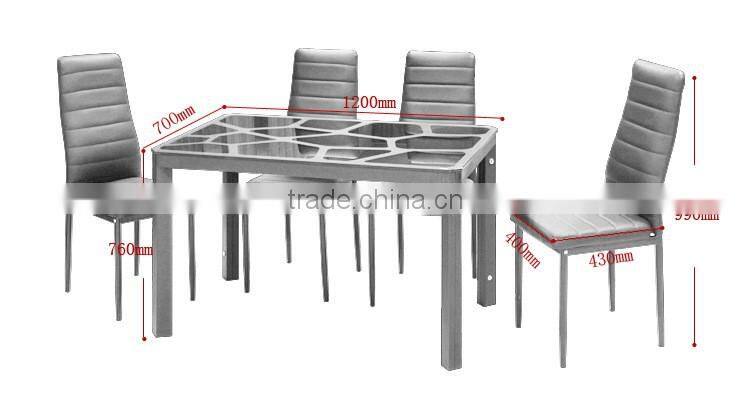 2016 Hot sale new arrival foshan black rectangle modern glass top dining table