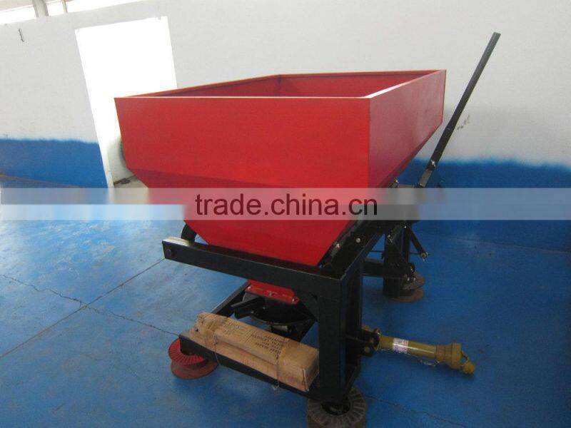 Agricultural tractor mounted broadcast sower