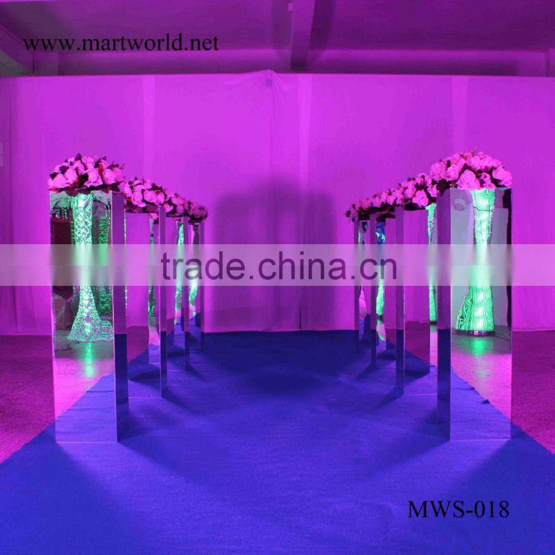 1 m height square silver mirror pillar party and wedding decoration supplies in guangzhou(MWS-018)