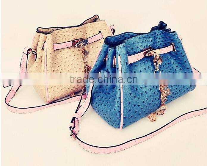 2015 newest Ostrich pattern pu leather for fashion for bags A1628