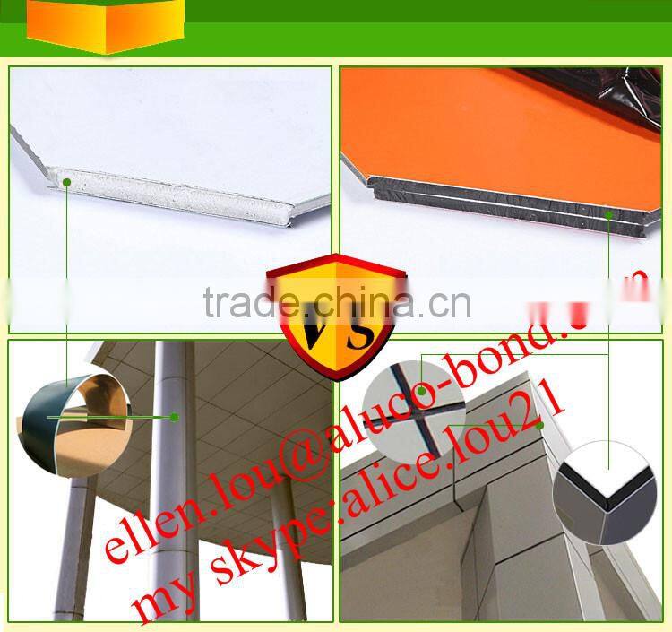 4*0.3mm,4*0.4mm ,4*0.5mm ACP exterior decorative wall panel silver PVDF building decorative facade aluminium composite panel