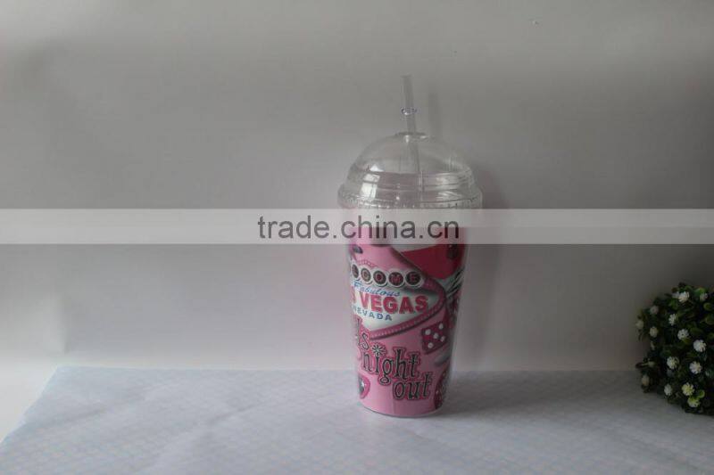 16oz double plastic and paper inserted advertisement mug