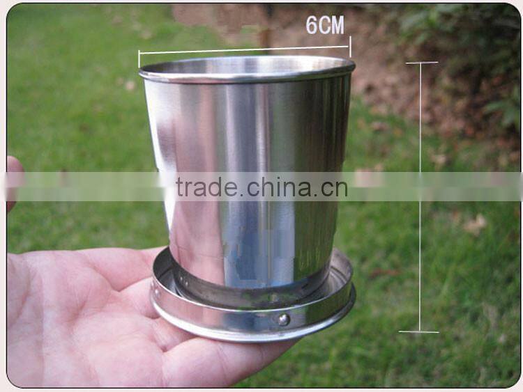 outdoor camping stainless steel retractable portable cup with 3 sections
