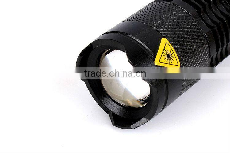 GOREAD C15 flashlight rechargeable Mini LED Flashlight Torch Adjustable Focus Zoom Light Lamp Black