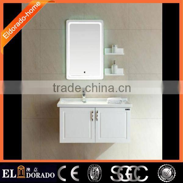 Tile small Multi-Layer solid wood bathroom mirror vanity cabinet