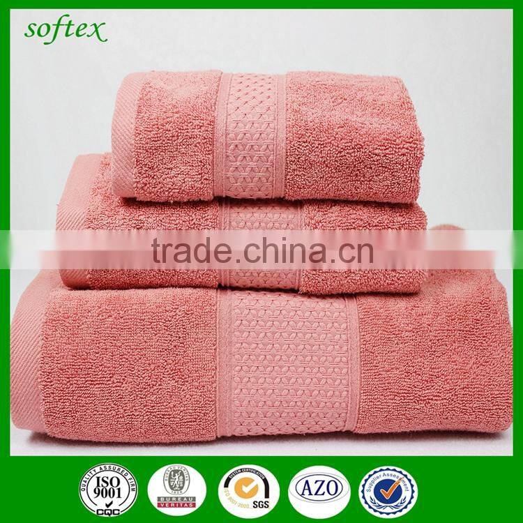 china factory wholesale solid coor 100% cotton eco-friendly hotel towel set with dobby