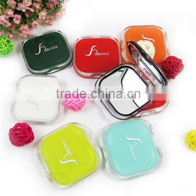 Acrylic square double side make up table folding pocket mirror