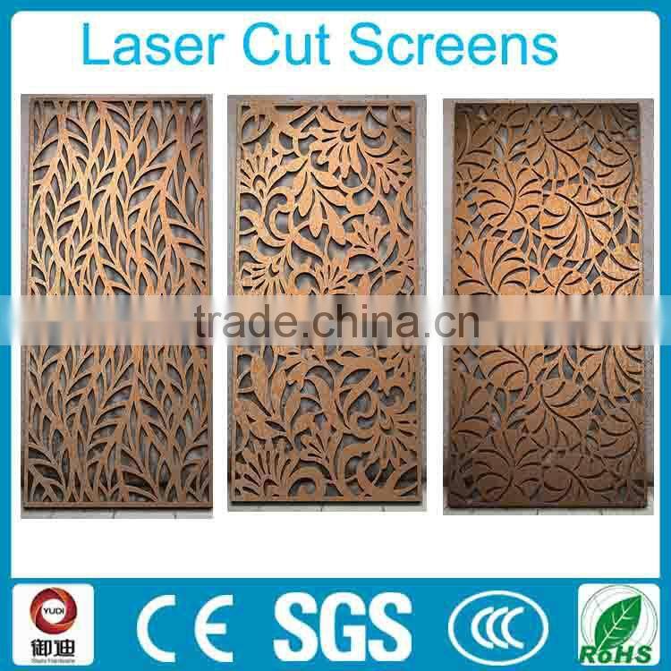 decorative black color wrought iron laser cut hanging room divider