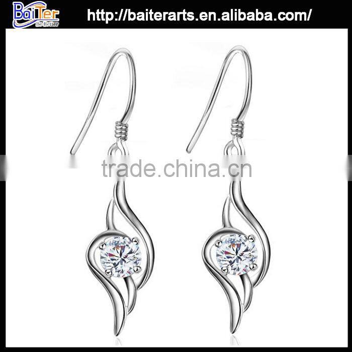 Fashion Women's Silver Micro Pave Earring, Fashion Pearl Earring ,Girl 925 Sterling Silver Earring