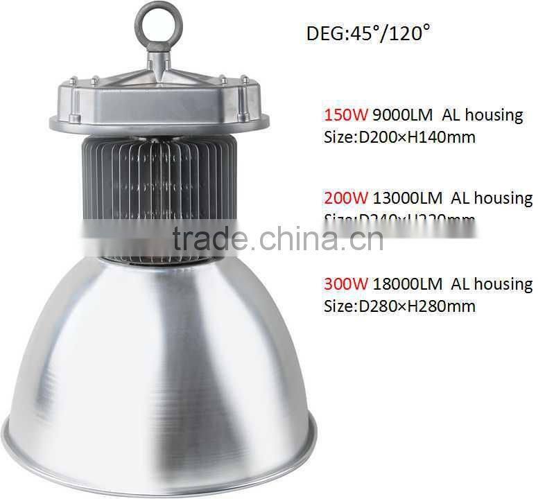 Warranty 3 years aluminum IP44 with Powerful COB 50W 100W 150W 200W 300W led high bay