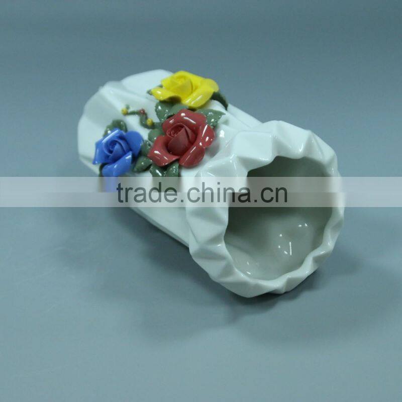 White glaze type style porcelain flower vase decoration