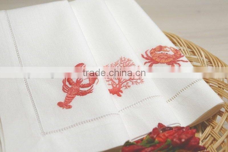 hand embroidery napkin,hemstitch napkin,linen napkin
