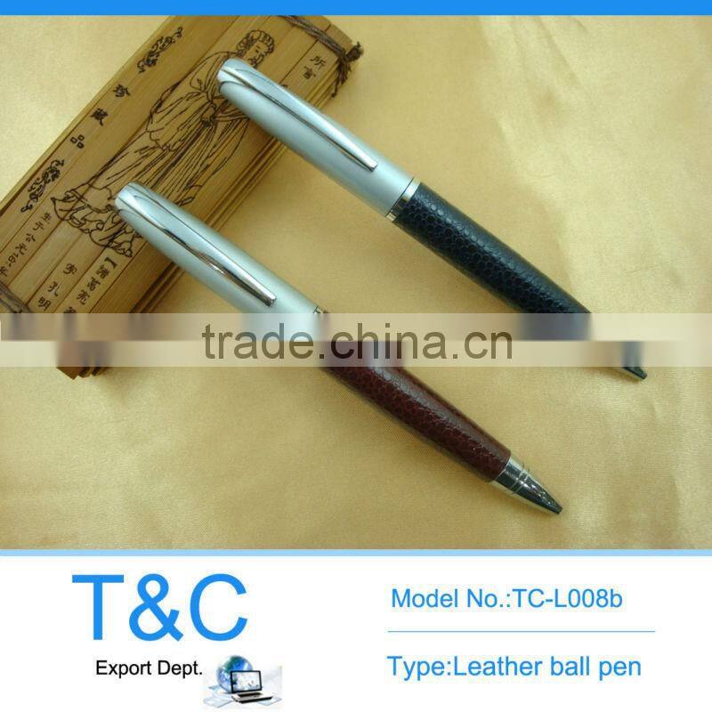 TC-L009b 2014 hot selling leather metal ball pen business pen