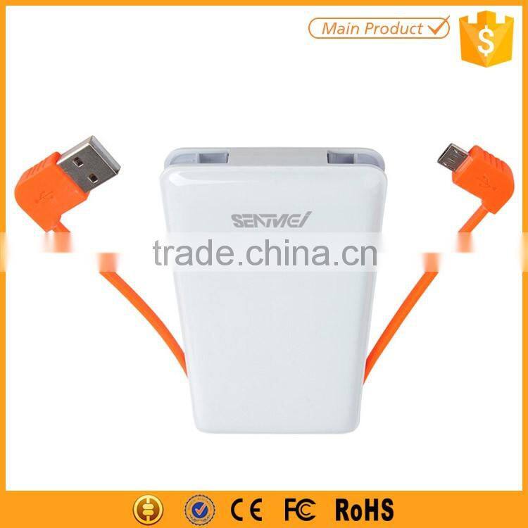 Built-in cables power banks portable battery charger 6000mah