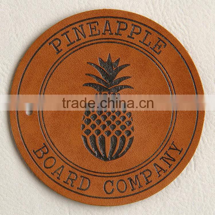 Zhejiang credible label factory produce printing & embossing leather patch label for women's mortarboard cap