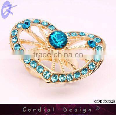 hot sale wholesale loving heart shape rhinestone ring